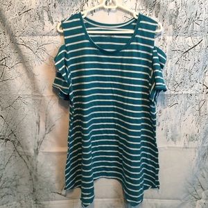 Lane Bryant cold shoulder striped spring tee 18/20